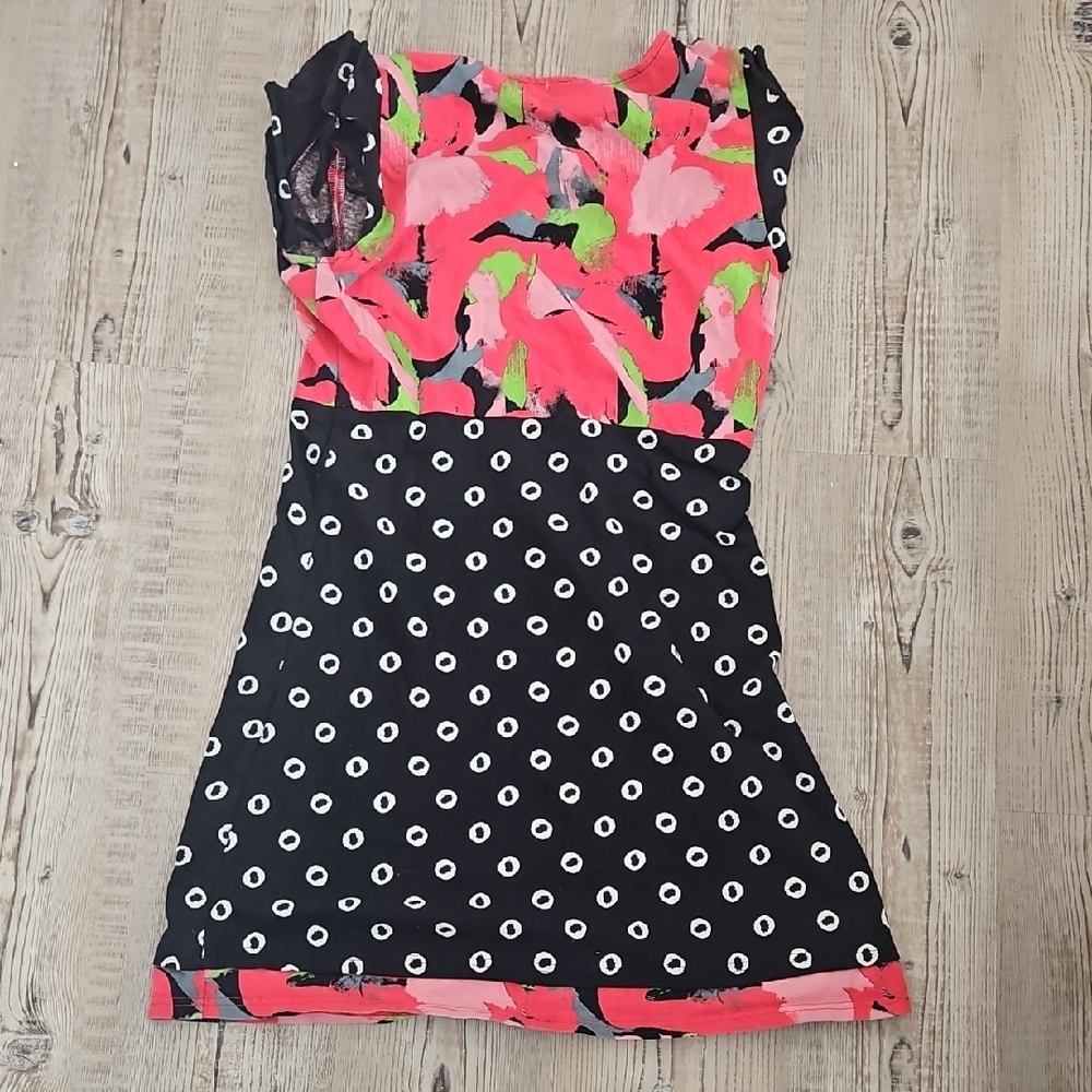 Smash Floral and Polka Dot Peekaboo Shoulder Dress - Picture 4 of 4